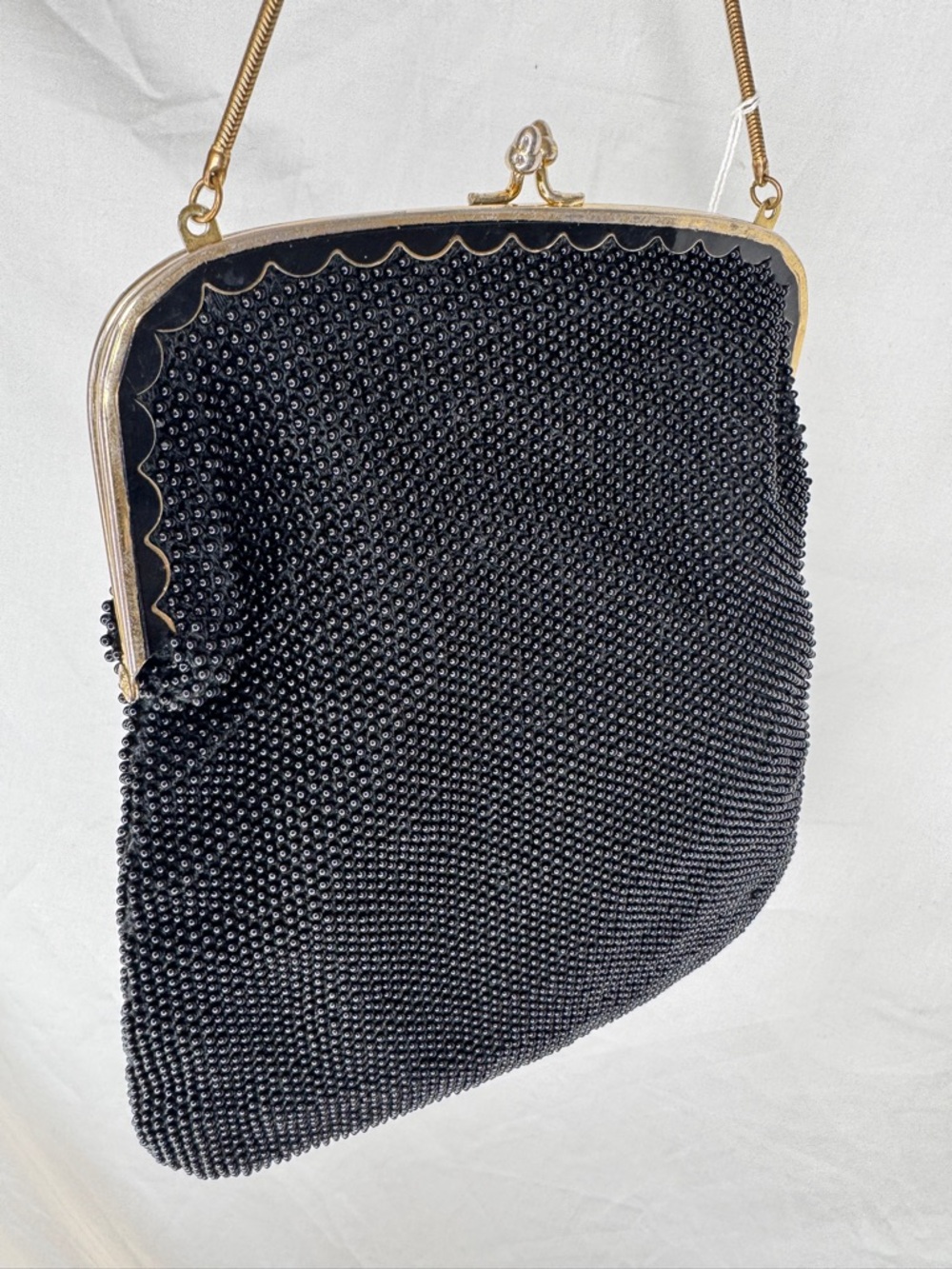 1950s Vintage Black Beaded Evening Bag – Elegant Frame Purse